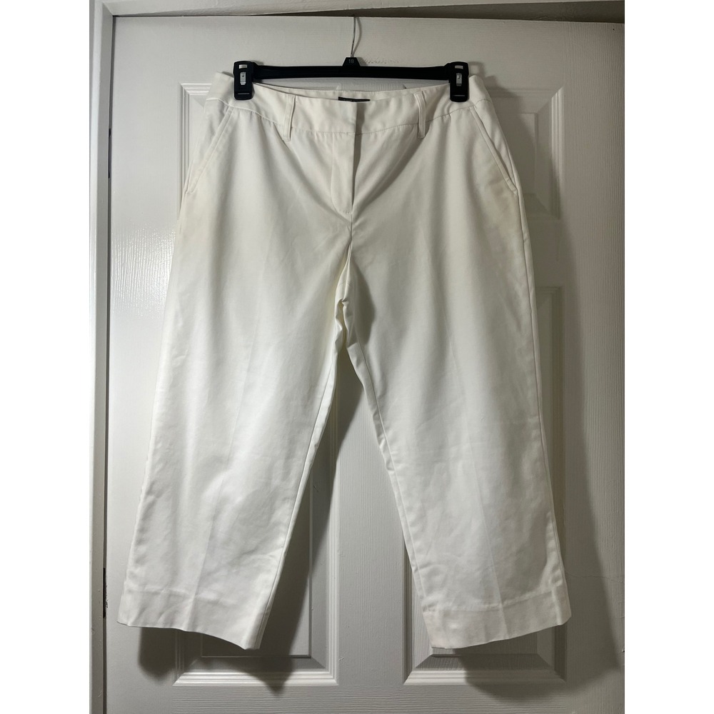 Apt. 9 Maxwell White Stretch Cropped Wide Leg Pants Womens 14 Professional